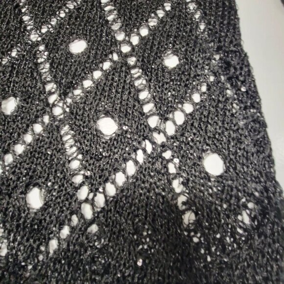 Black Sparkling Sweater Christmas Party New Years Party Top Blouse Cover Up - Picture 7 of 9